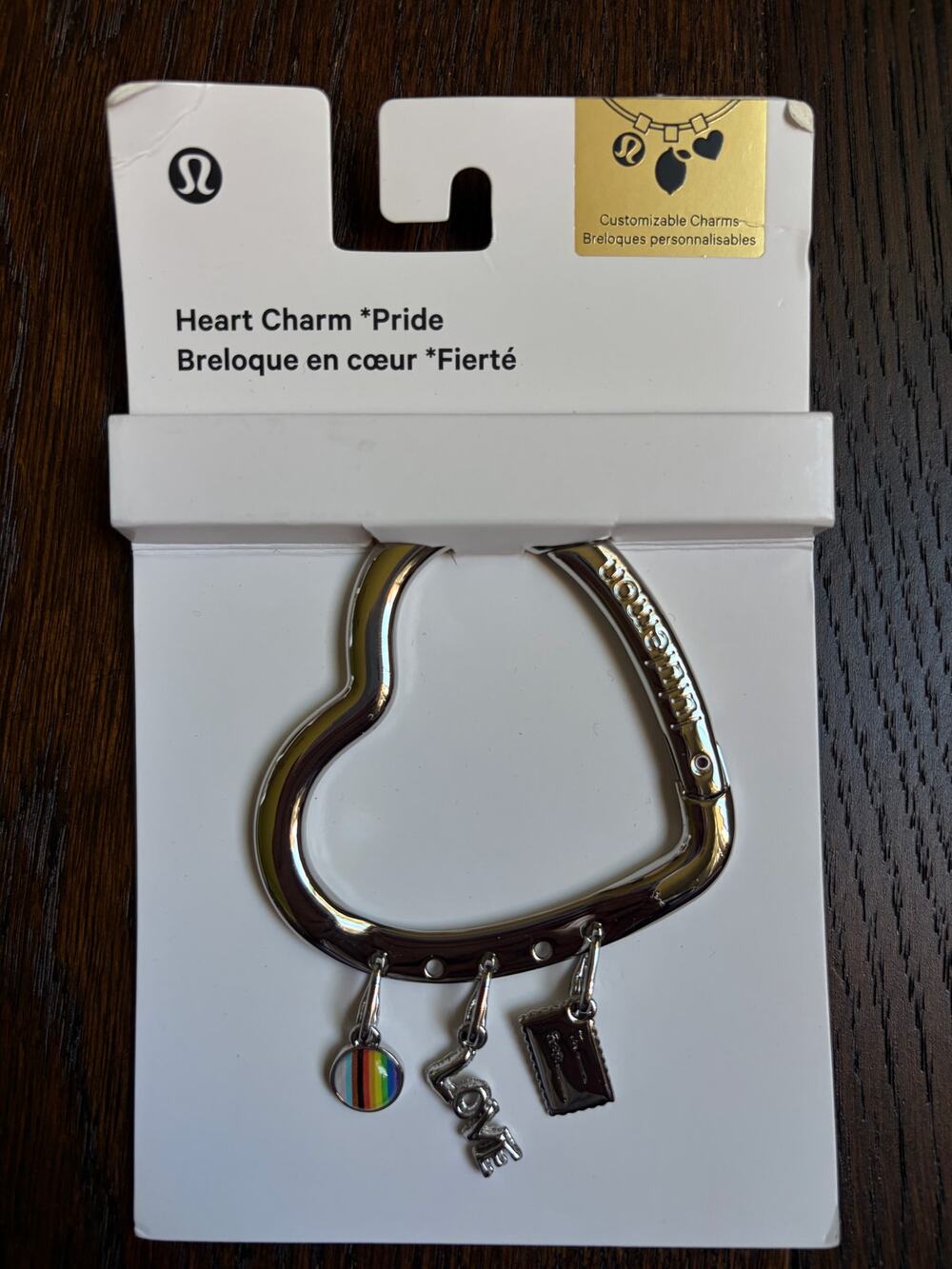 NWT lululemon Heart Charm Carabiner Keyring *Pride